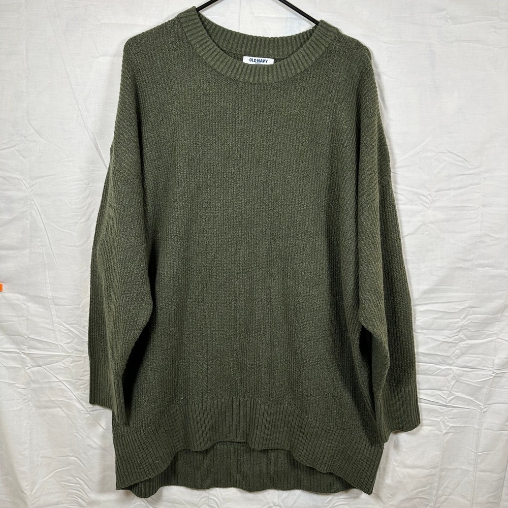 Old Navy SoSoft Olive Green Ribbed Crewneck Sweater Womens 2X Oversized Knit